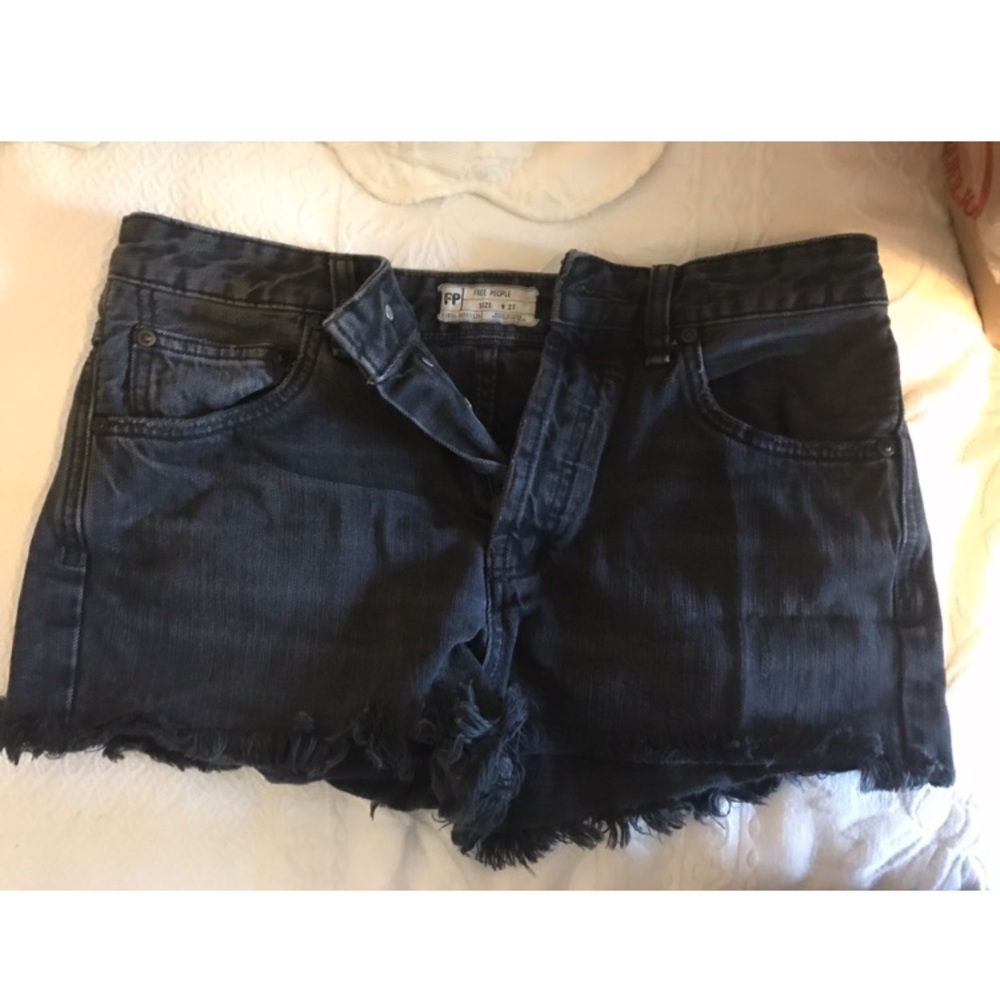 Free People black denim shorts